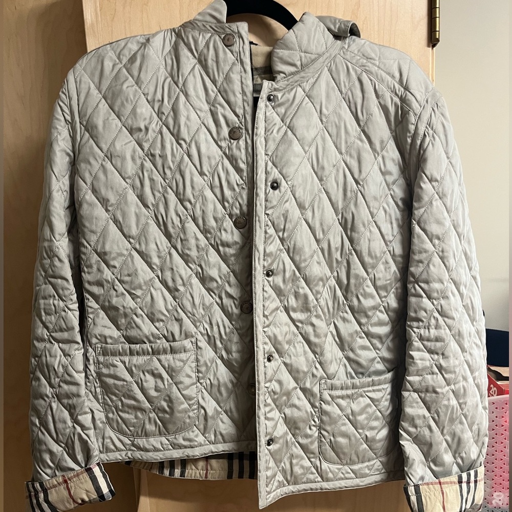 Cream Burberry quilted jacket